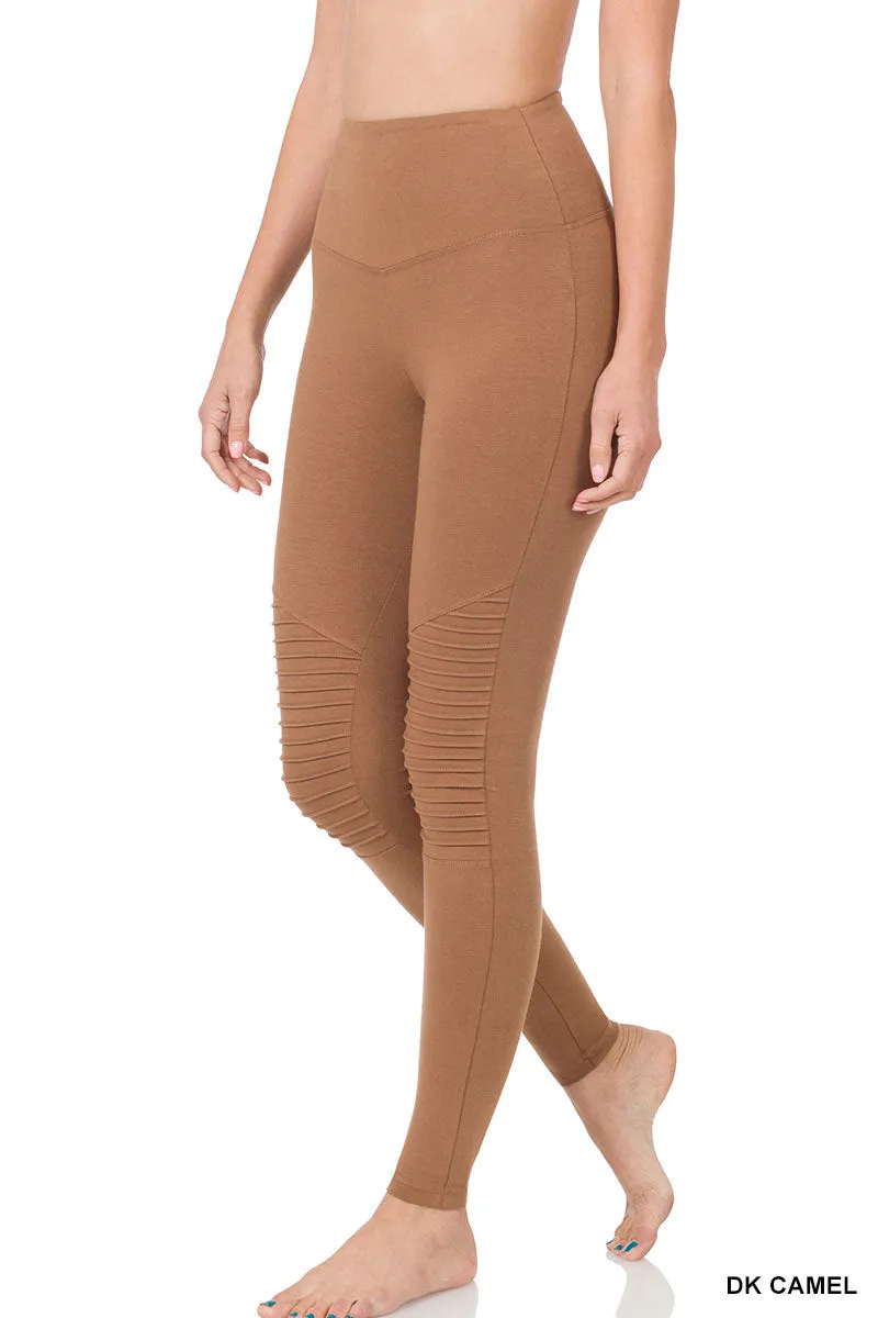 Zenana Baumwolle Moto-Legging mit breitem Bund OP-1818AB