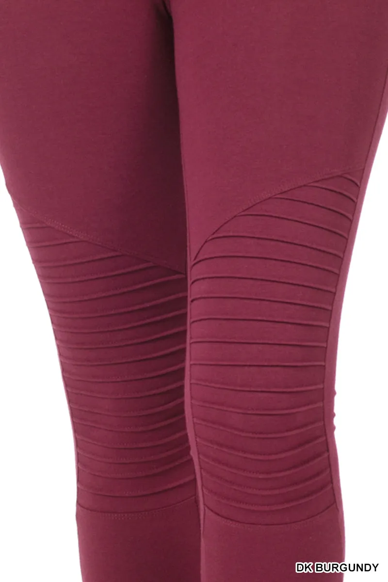 Zenana Baumwolle Moto-Legging mit breitem Bund OP-1818AB