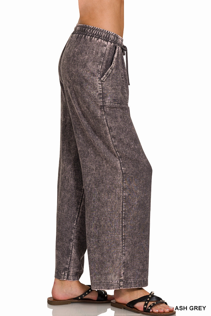 Zenana Leinen-Mix Palazzo-Hose QPW-7188PP