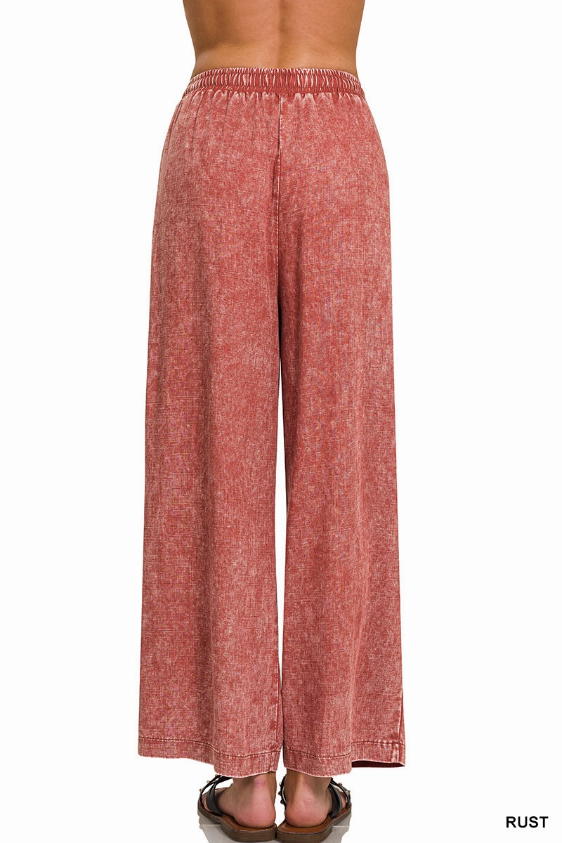 Zenana Leinen-Mix Palazzo-Hose QPW-7188PP