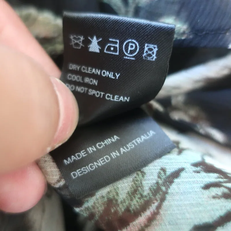 Zimmermann Prächtiges Geflochtenes Oberteil Schwarz Blumenmuster Chiffon Größe 1 Glockenärmel Bluse