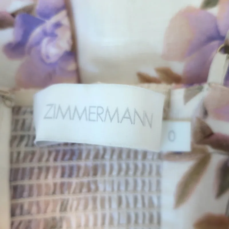 Zimmermann Rosa Spitzen-Peplum-Tanktop Creme Blumenprint Leinen Größe 0