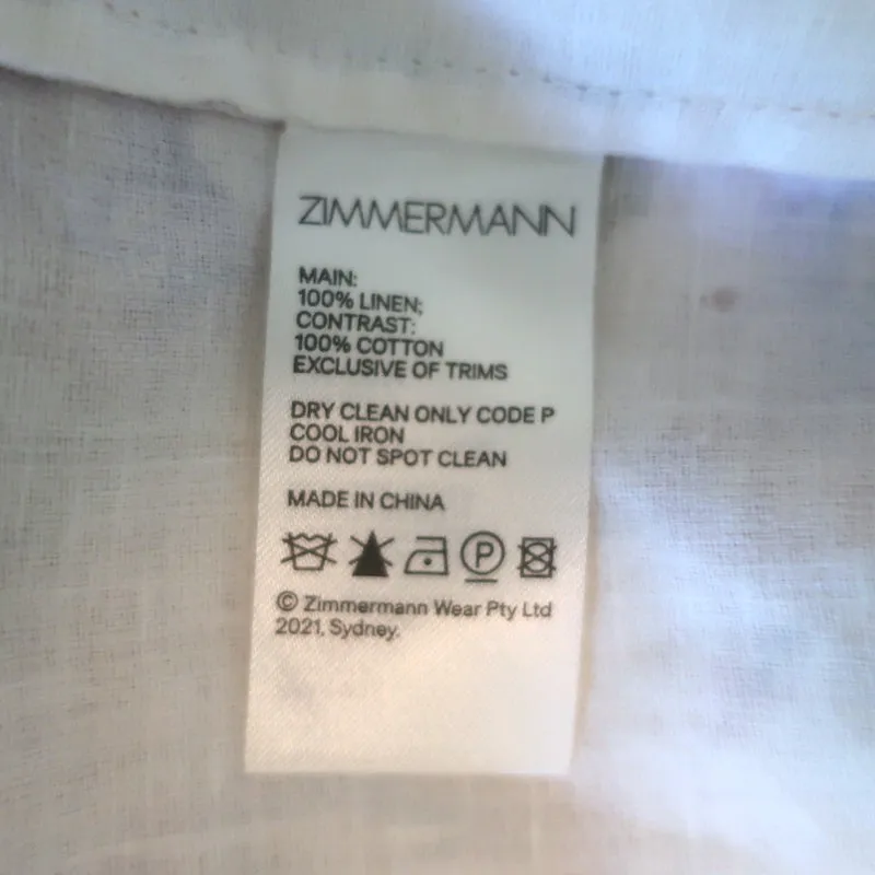 Zimmermann Rosa Spitzen-Peplum-Tanktop Creme Blumenprint Leinen Größe 0