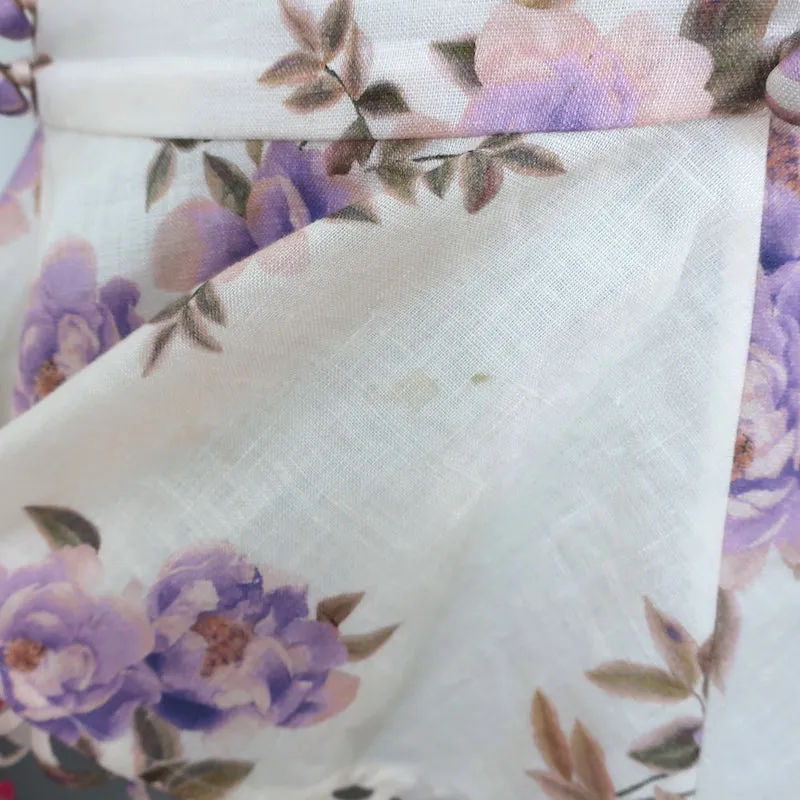 Zimmermann Rosa Spitzen-Peplum-Tanktop Creme Blumenprint Leinen Größe 0