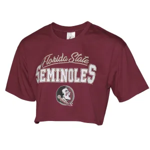 ZooZatz Damen Florida State Seminoles/Seminole Logo Kurzarm Boxy Crop T-Shirt - Granatrot ZooZatz Kleidung Damen